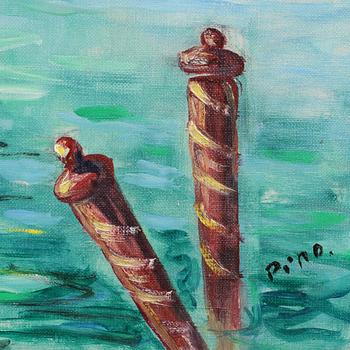 OKÄND KONSTNÄR, olja på duk, signerad Pino, omkring 1900-talets mitt.