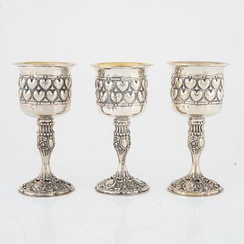 Bägare, 6 st, silver, Norge, 1900-talets först hälft.