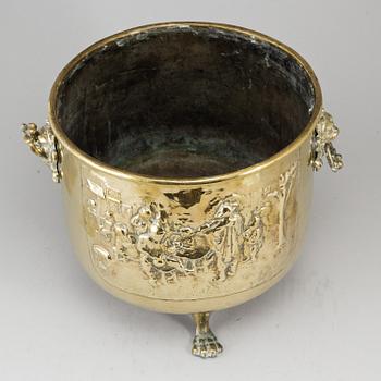 A 19th century brass flower pot.