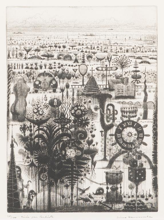SIMO HANNULA, etsaus, signeerattu ja numeroitu 38/100 Tiré par l'artiste.
