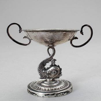 SALTKAR, silver, empire, otydlig mästarstämpel, troligen Stockholm 1821. Vikt ca 92 gram.