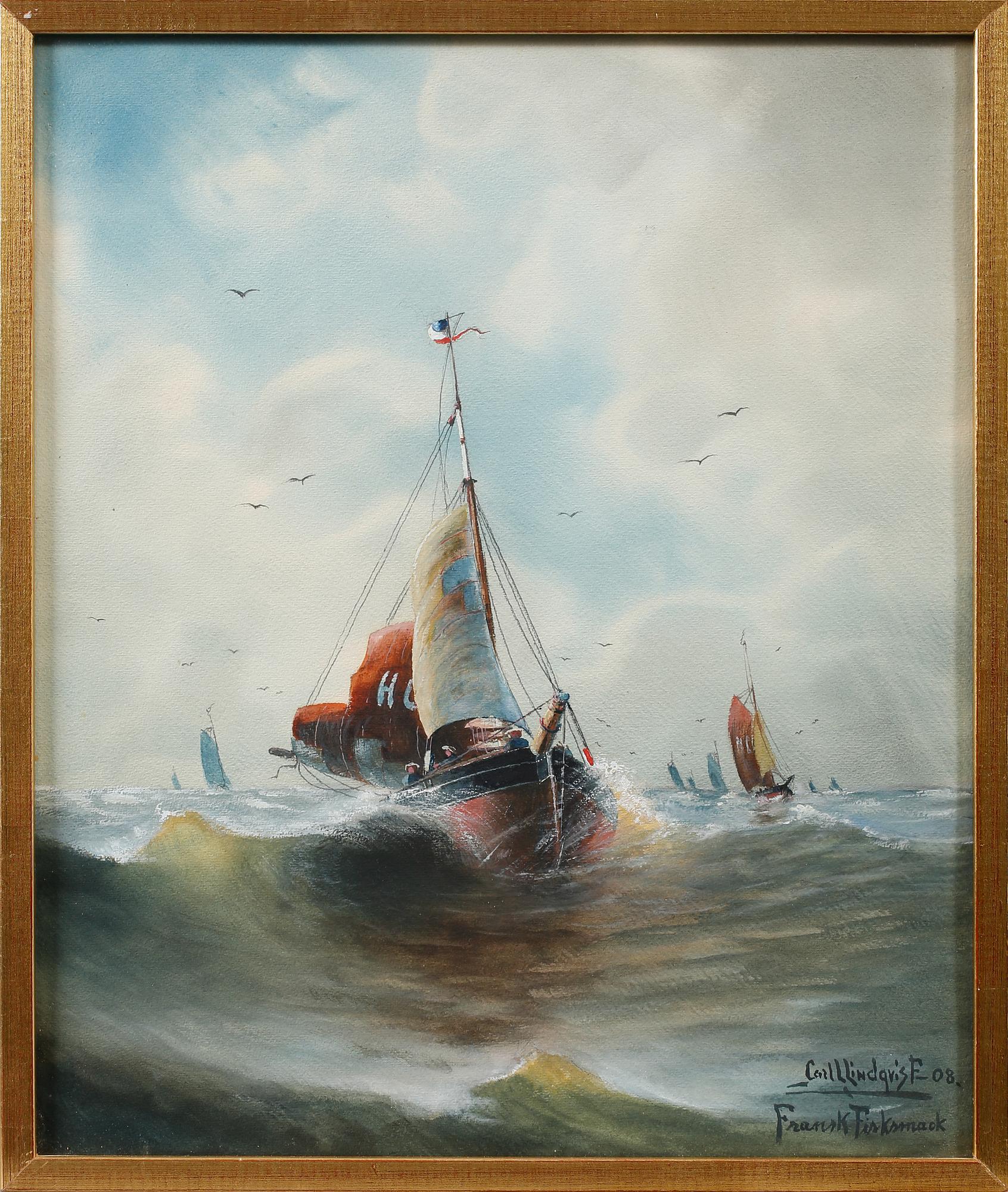 CARL LINDQVIST, akvarell, signerad.