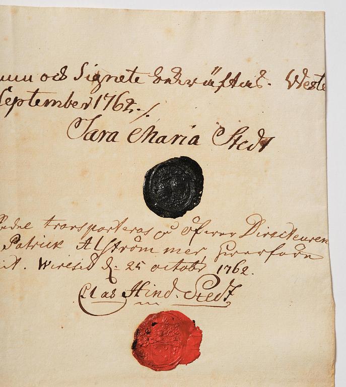 A Swedish share certificate, Ahlingsåhs Manufaktur Werk, No 526, 1728.