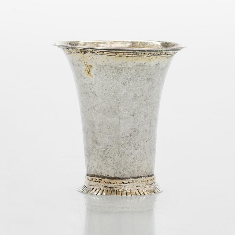 A late 18th century parcel-gilt silver beaker, maker's mark of Berthil Thorwijk, Uusikaupunki, Finland 1788.