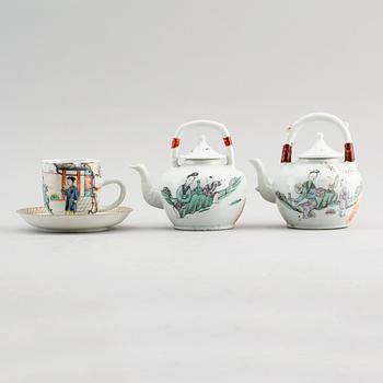 KANNOR, KOPP OCH FAT, porslin, Kina, 1700-/1800-tal.