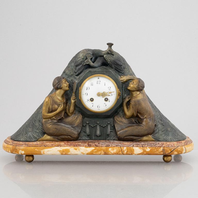 An Art Deco mantel clock, Pierre Séga, France, 1920s.