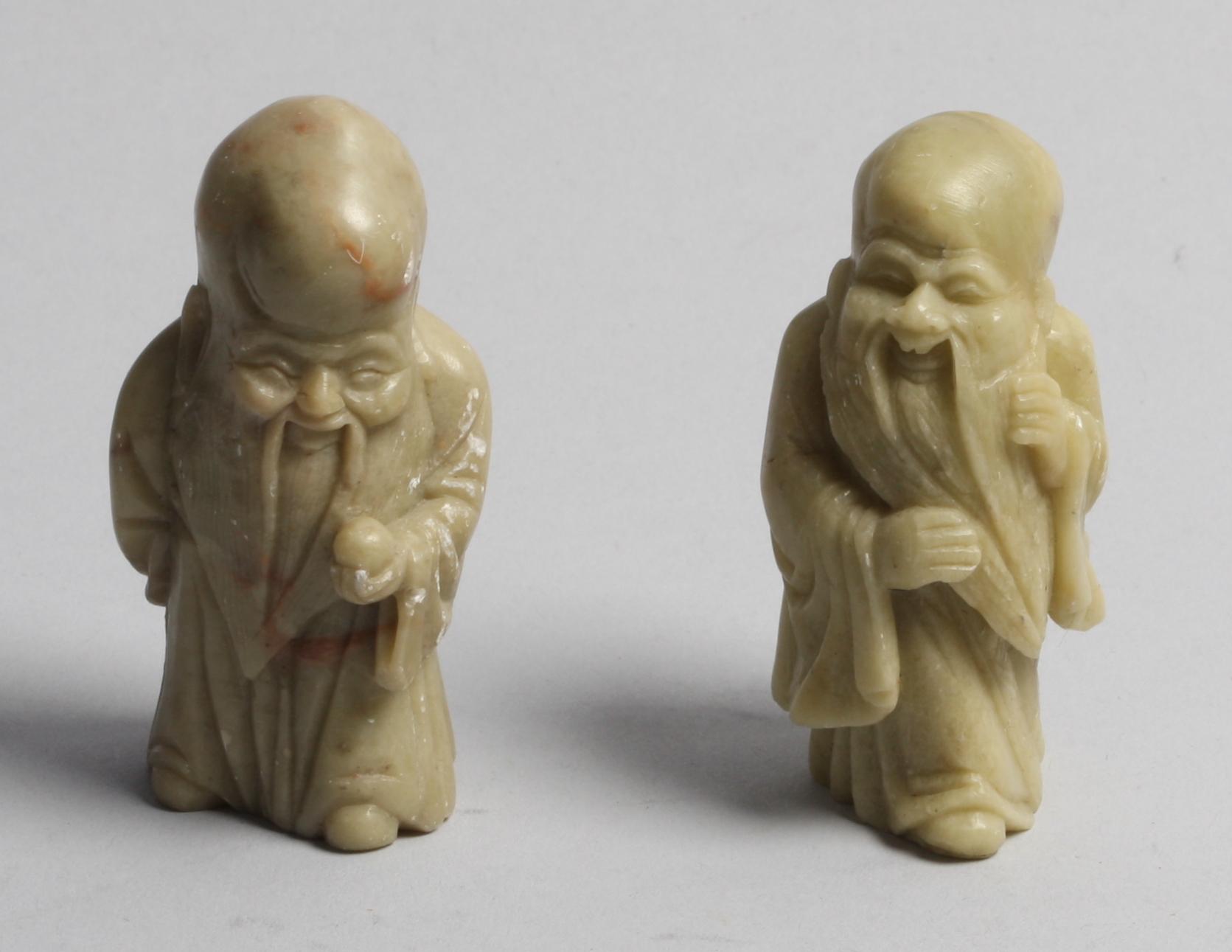 FIGURINER, 2 st, sten, ostasien, 1900-tal.