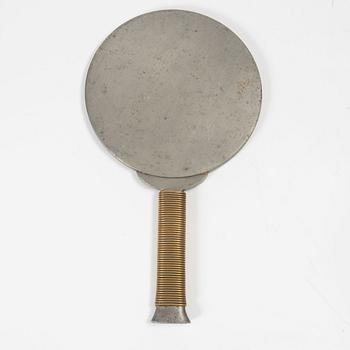 Estrid Ericson & Björn Trägårdh, a pewter and brass hand mirror model A 1444, Svenskt Tenn, Sweden 1930s-40s.