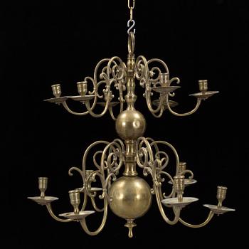 A 18th century brass ceiling light.