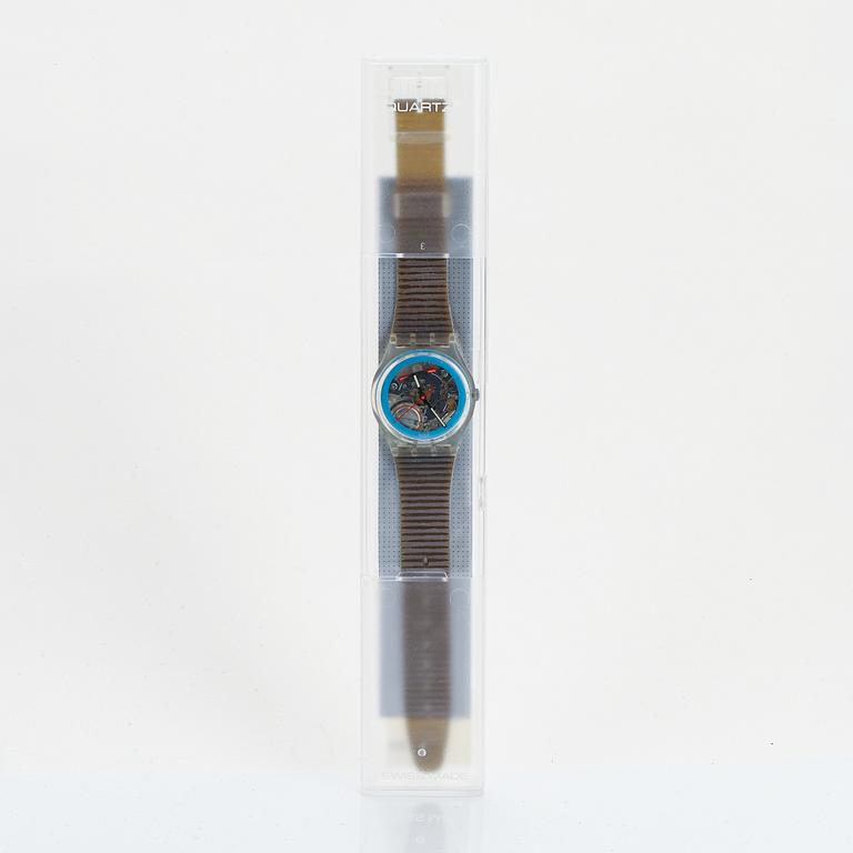 Swatch, Disque Blue, wristwatch, 34 mm.