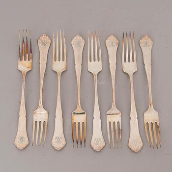 An 58-piece Finnish Chippendale silver cutlery set, Kultateollisuus Oy, Turku and Kultakeskus, Hämeenlinna, 1952-64.