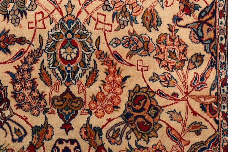 A carpet, semi-antique, Kashan so called Dabir, cork wool, ca 460 x 250 cm.