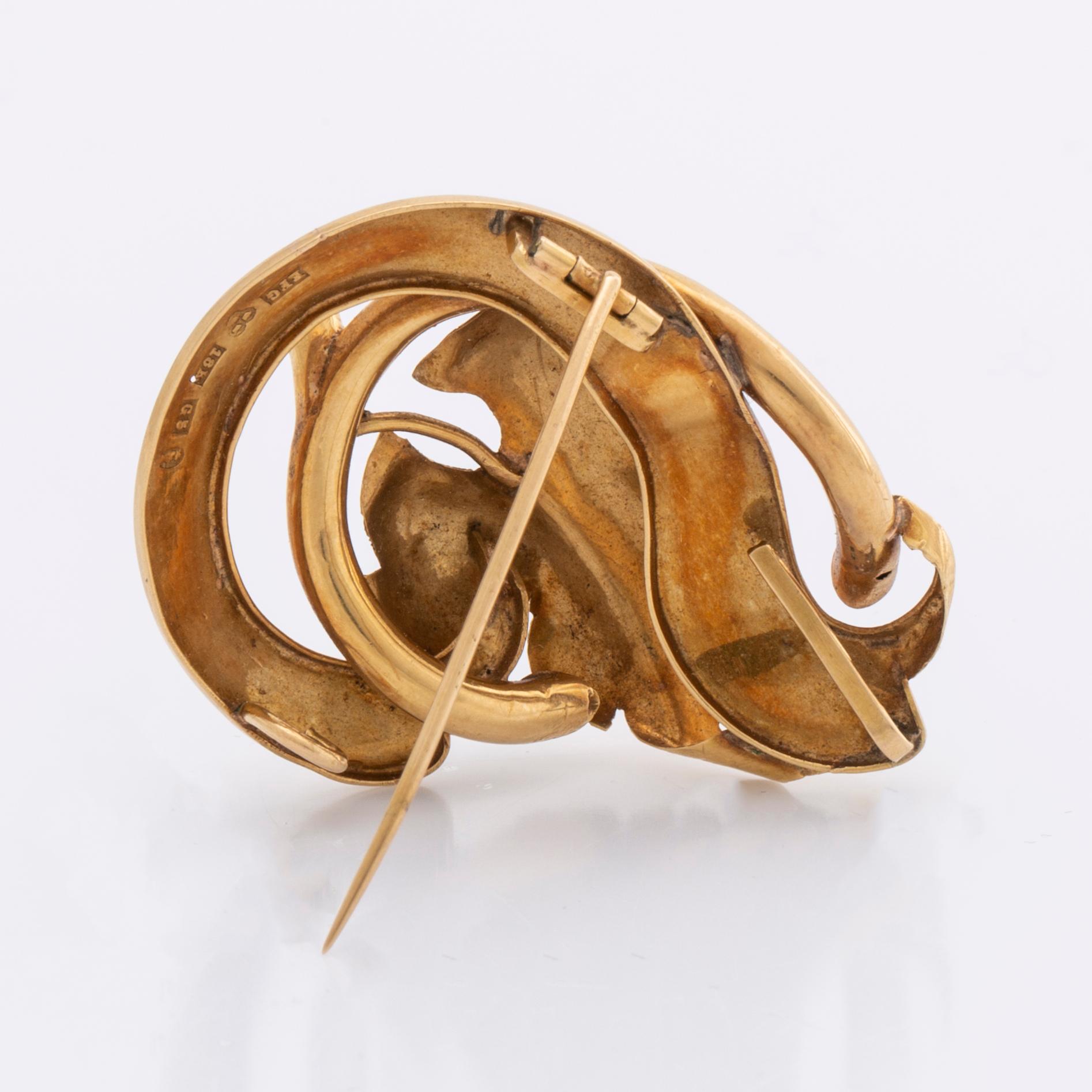 1800s BROOCH 18k gold, 5,4 g, Stockholm 1861.