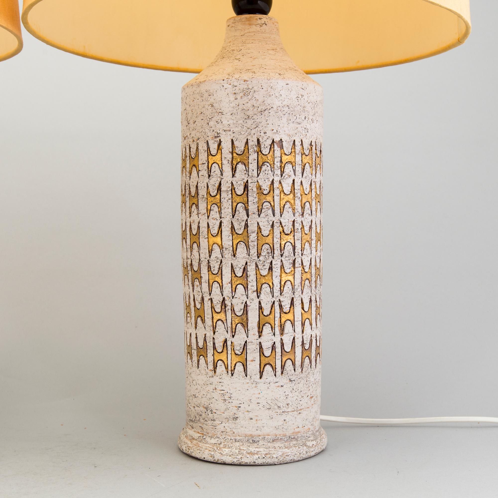 A pair of 1960s Bitossi earthen wear table lamps, Bergboms.