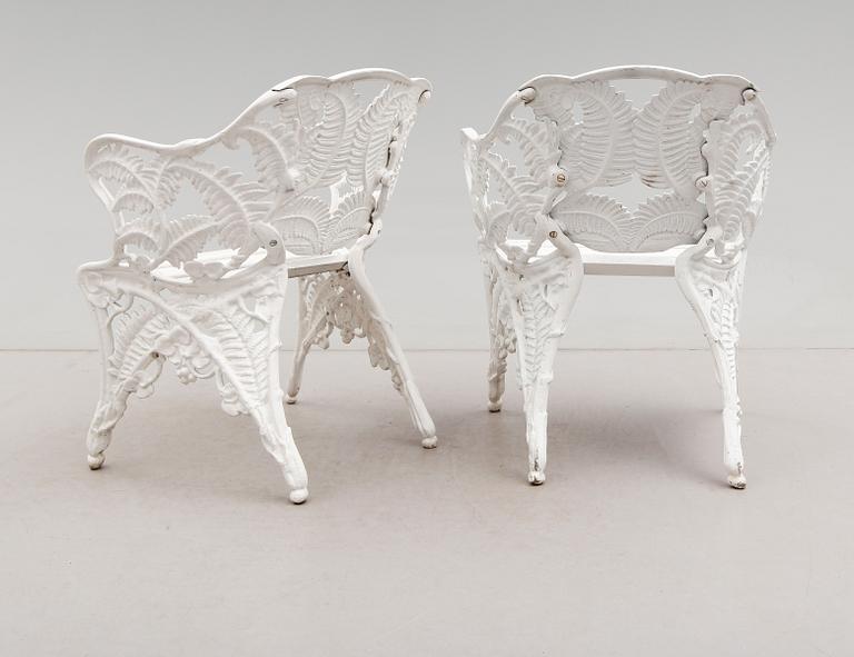 TRÄDGÅRDSSTOLAR, 1 par, Melins, Anderstorp, 1900-talets andra hälft.