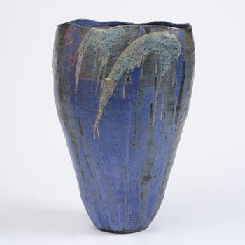 Eva Bengtsson, a stoneware floor vase, own studio, Frillesås, around the year 2000.