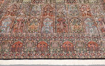A silk Kashmir carpet, 286 x 265 cm.
