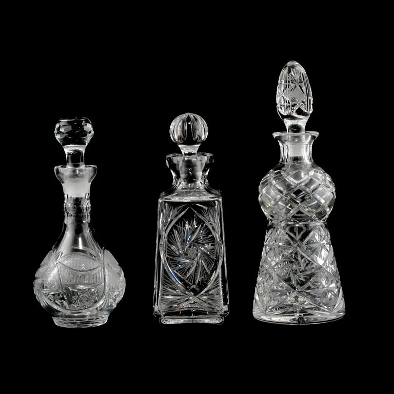 KARAFFER, 3 st, glas, 1900-tal.