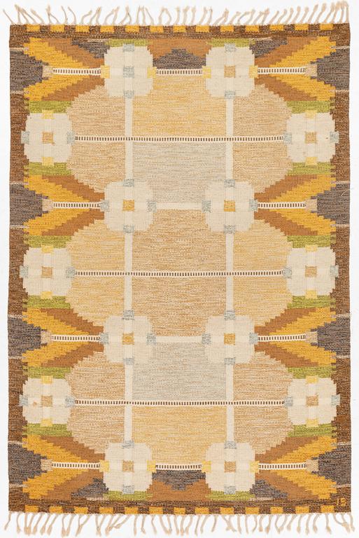 Ingegerd Silow, matta, rölakan, "Dellen", ca 235 x 165 cm, signerad IS.