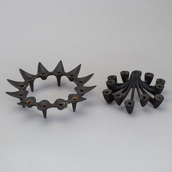 LJUSSTAKAR, 8 st, gjutjärn, design, Danmark, varav 3 st Jens Harald Qvistgaard, slutet av 1900-talet.