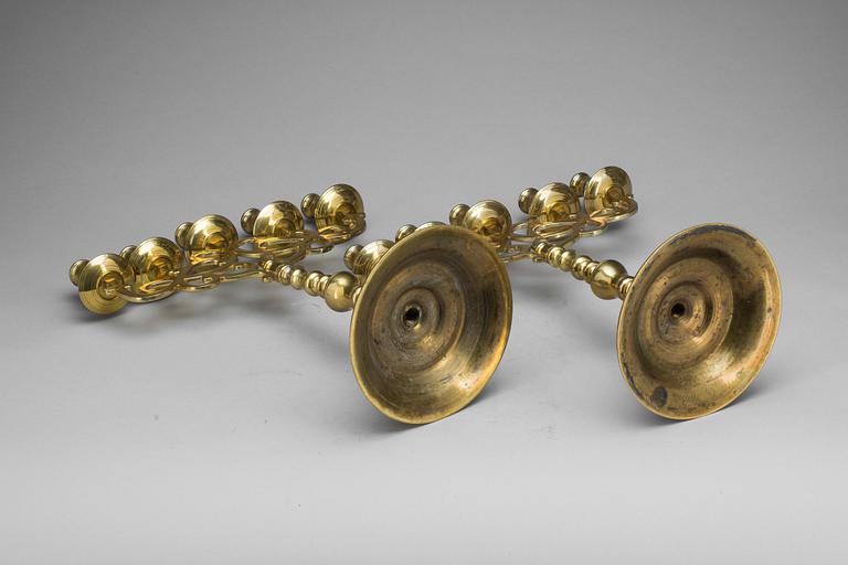 KANDELABRAR, ett par, mässing 1800-tal.
