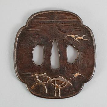 TSUBA, järn, Japan, Masahiro, 1700-/1800-tal.