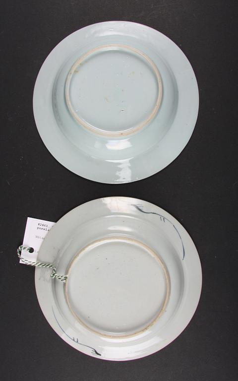 BÄRTALLRIKAR, 3+1+1+1, st, porslin, Kina, 1700/1800-tal.