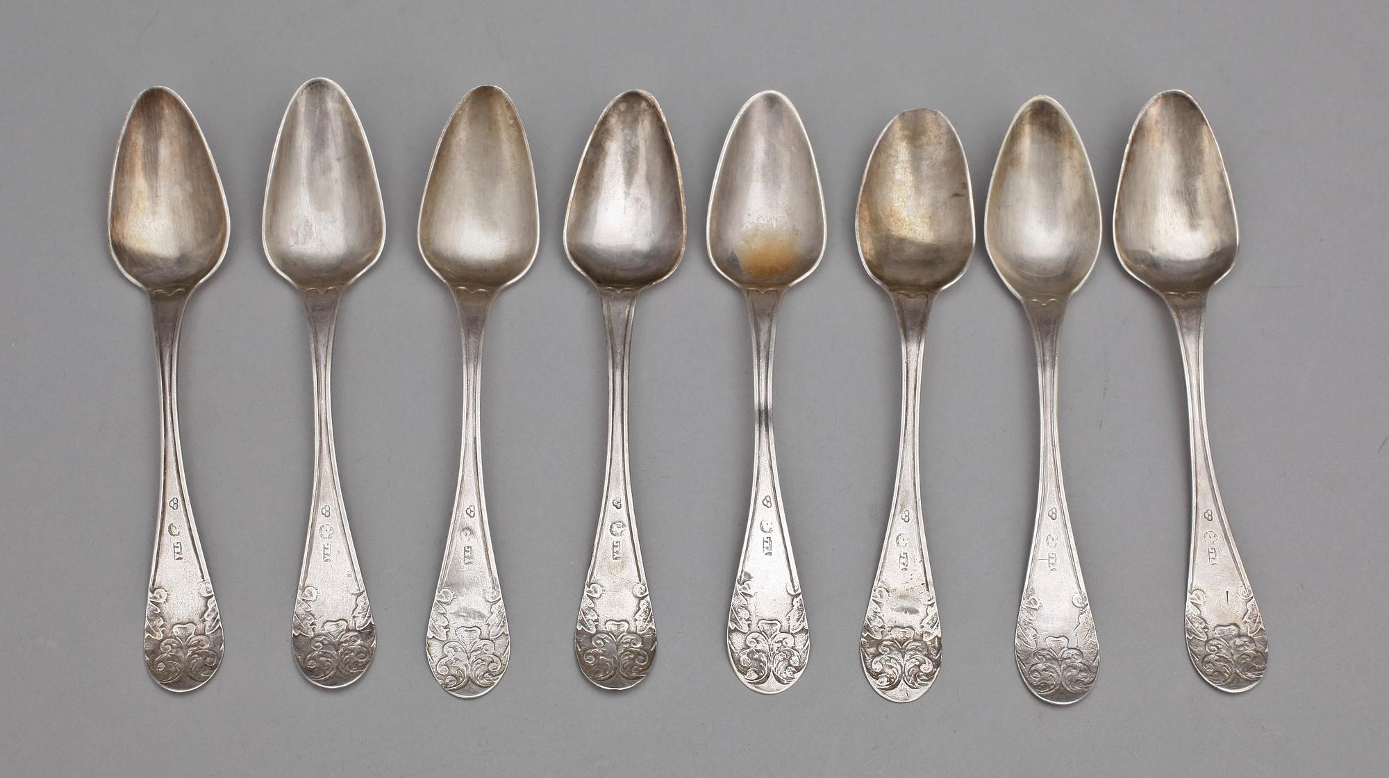 PARTI BESTICK, ca 40 delar, silver, bla CA Wietzlow, Tyskland, 1800-1900-tal. Tot vikt ca 790 gram.