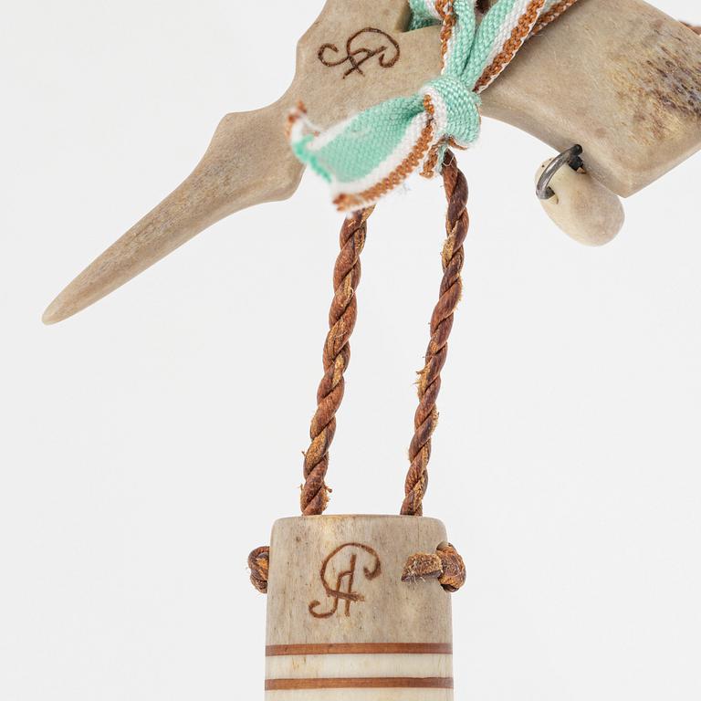 Andreas Poggats, birch cermonial drum, signed and dated 1976.