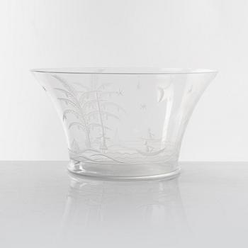 Edward Hald, two glass bowls, Orrefors, 1920's.