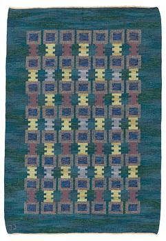 225. Judith Johansson, a carpet, "Sommarnatt", flat weave, ca 203,5 x 133-140 cm, signed JJ.