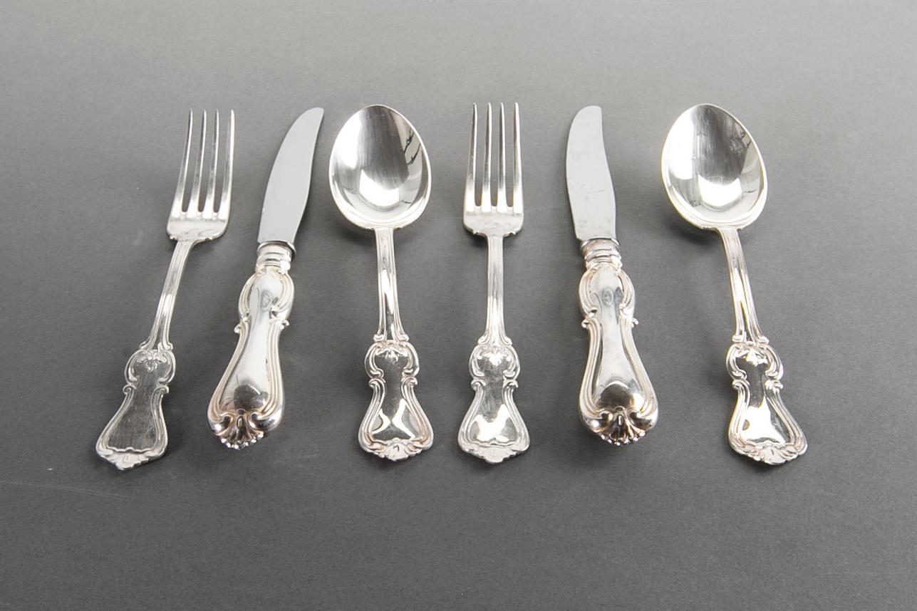 BESTICKSERVICE, 36 delar, silver. "Olga", GAB,  Eskilstuna, 1988/89.