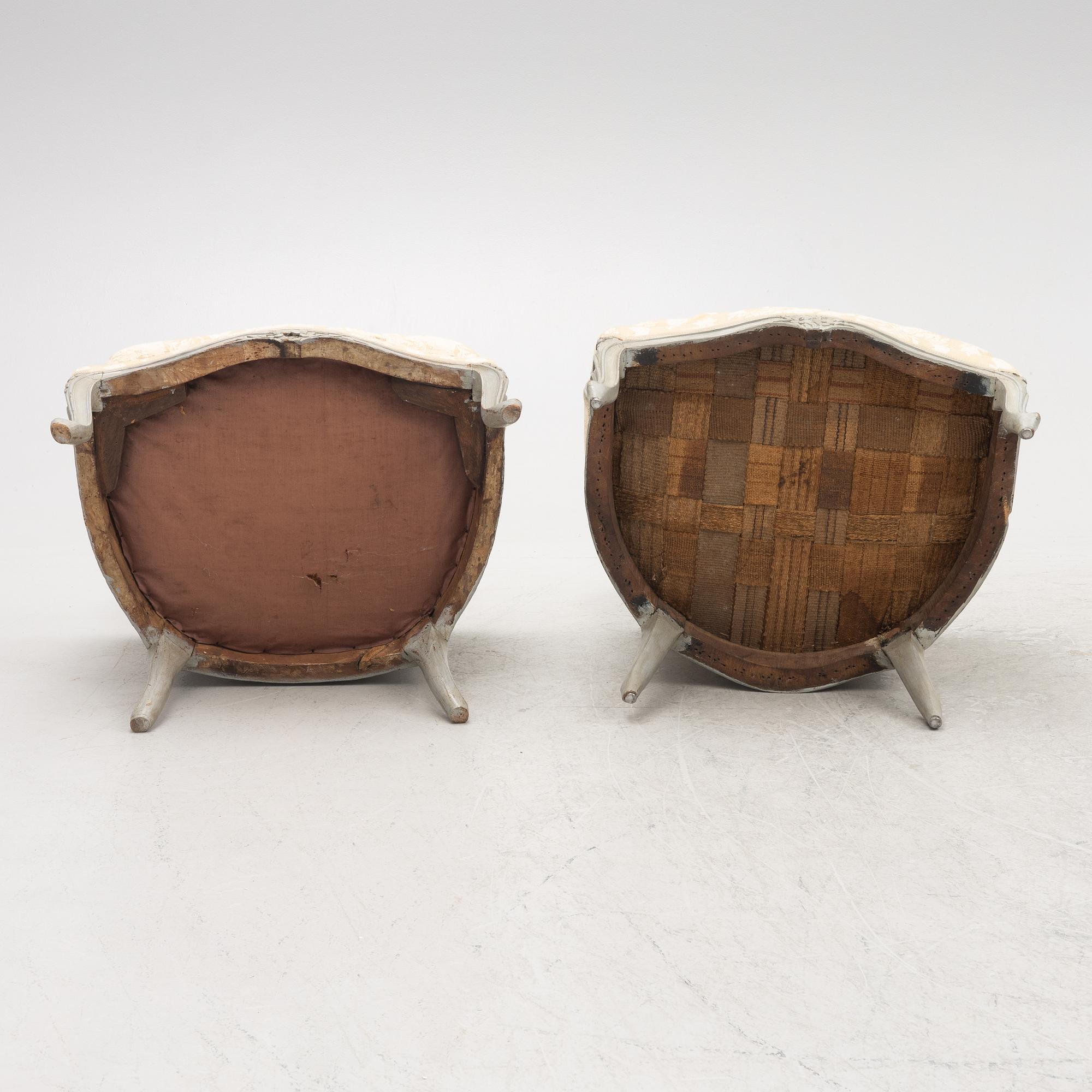 Bergeres, a pair of similar, Louis XV, signed J.C. Briois (active in Paris 1766-1782).