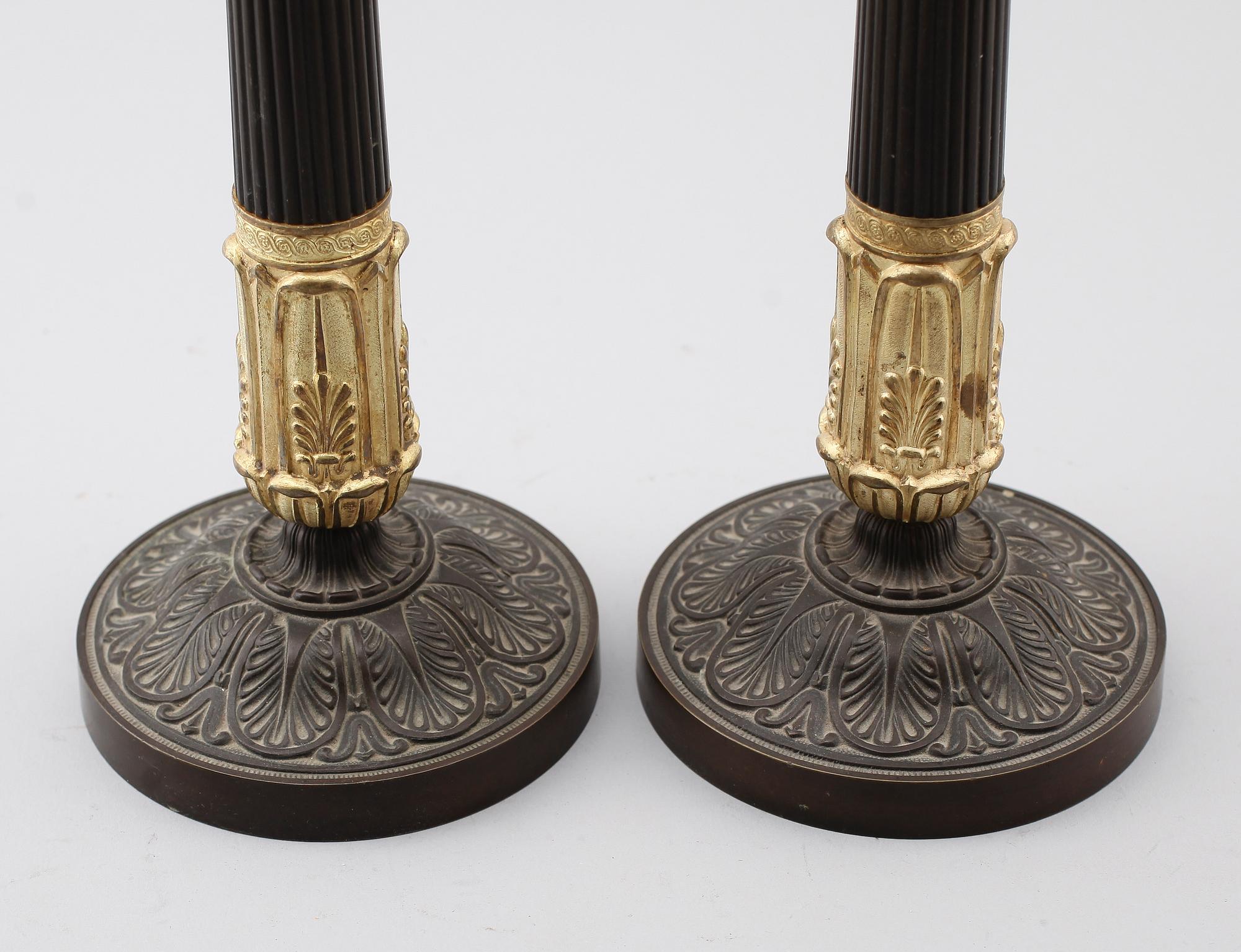 LJUSSTAKAR, 1 par, brons, 1800-talets andra hälft.