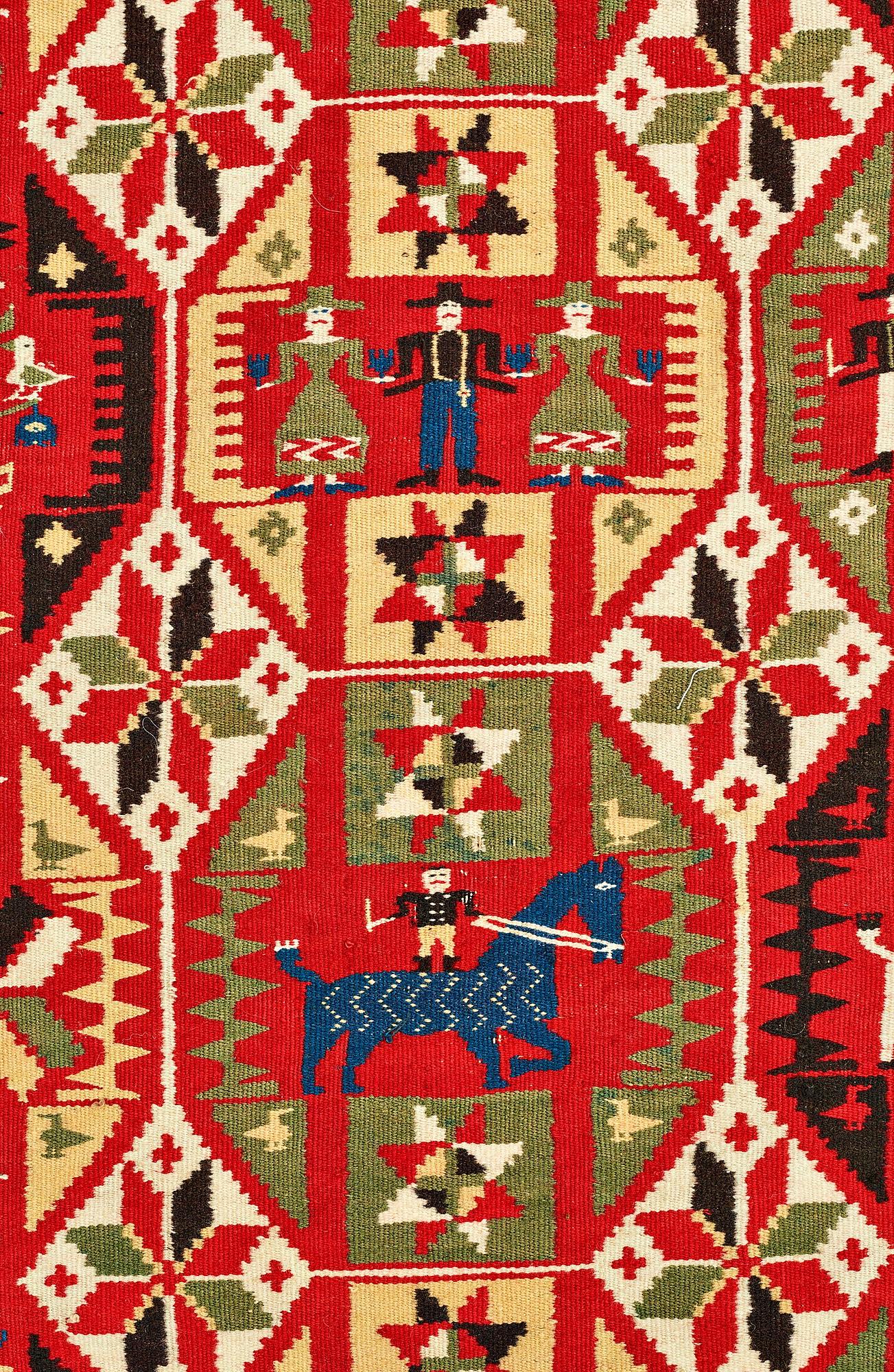 A BED COVER, flat weave, ca 183 x 134,5 cm, Scania  (Skåne) 1853.