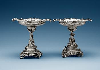 906. A pair os Swedish 19th century silver dessert stands, makers mark of Gustaf Möllenborg, Stockholm 1895.