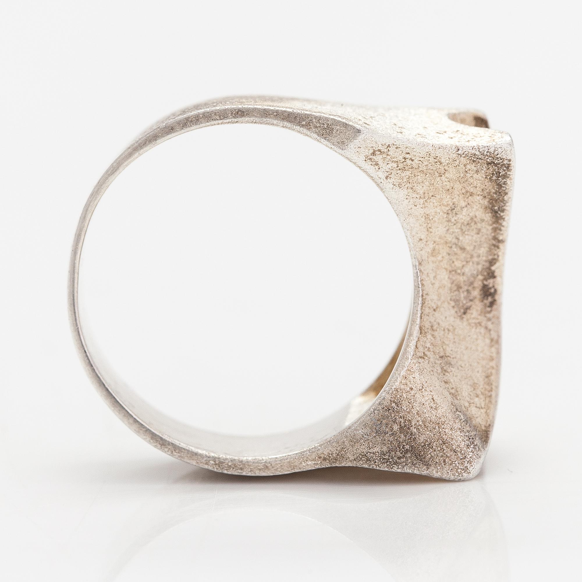 Lapponia, A sterling silver ring, a pair of earrings and a tie pin.