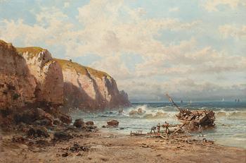 178. Auguste Musin, Skeppsbrott vid klippig kust.