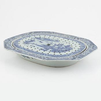 Frying dish with strainer, company porcelain, Qing dynasty, Qianlong 1736-95.