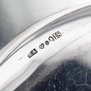 FAT samt UNDERLÄGG, 10 delar, silver, 1900-tal. Vikt ca 790 gram.