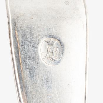 Matgafflar, 13 st, silver, Carl Magnus Ryberg, Stockholm, 1806.