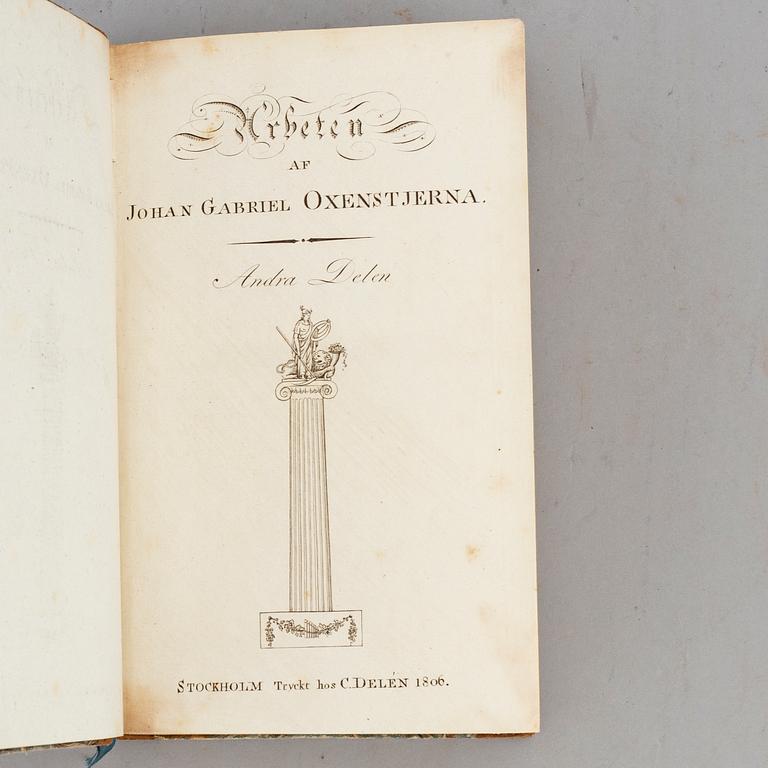 Oxenstiernas arbeten, med den ovanliga, femte delen (5 vol).