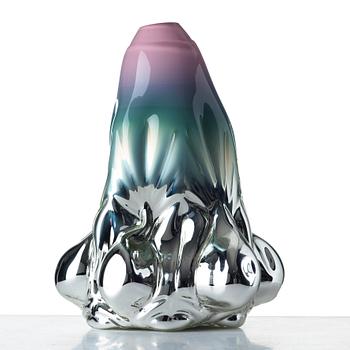 Hanna Hansdotter, a "Dripping print" glass sculpture, The Glass Factory, Boda Glasbruk, Sweden 2018.