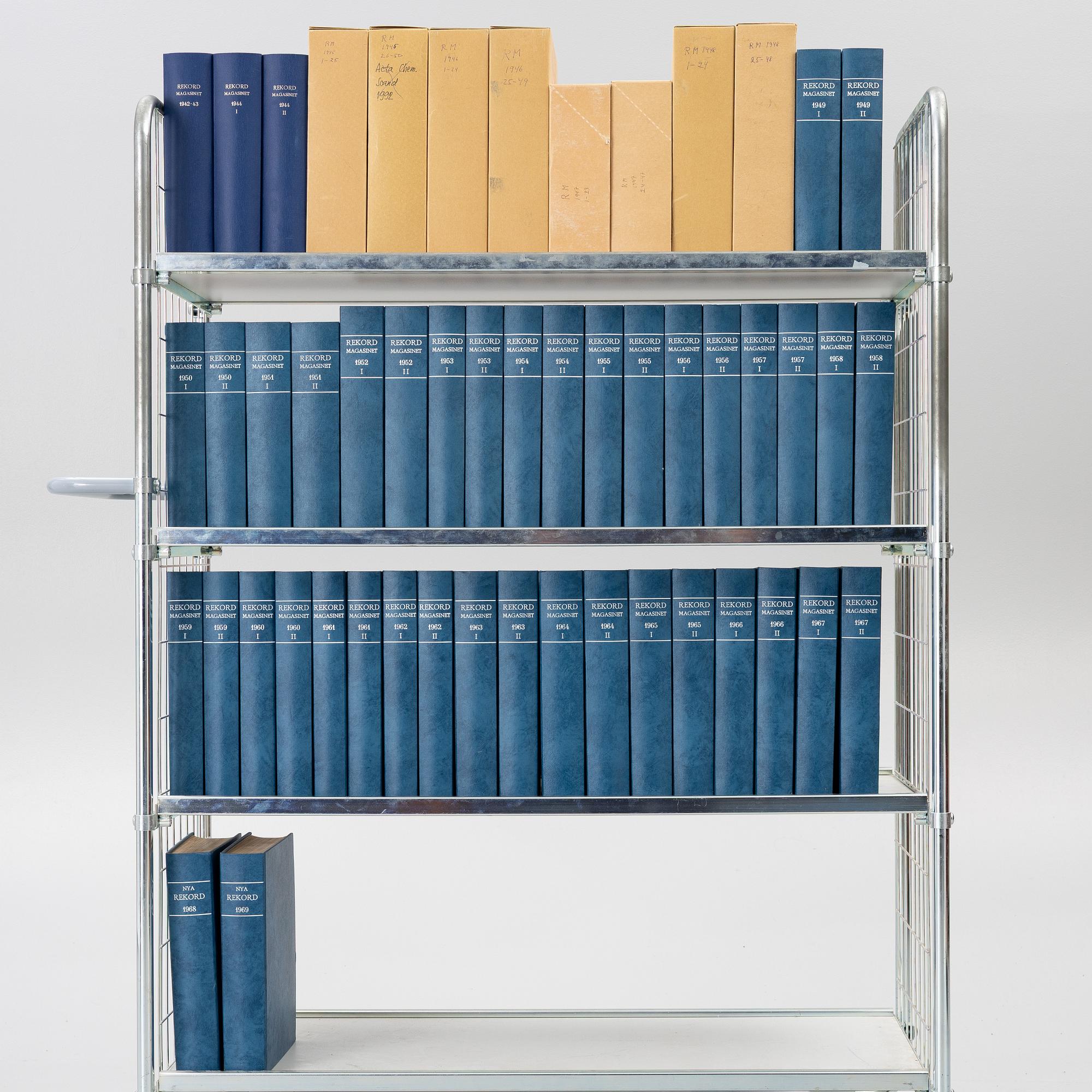 Rekordmagasinet, complete annual runs from 1942–1968, mostly bound.