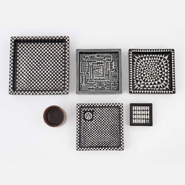 Stig Lindberg, 6 st, stengods, "Domino", Gustavsberg.