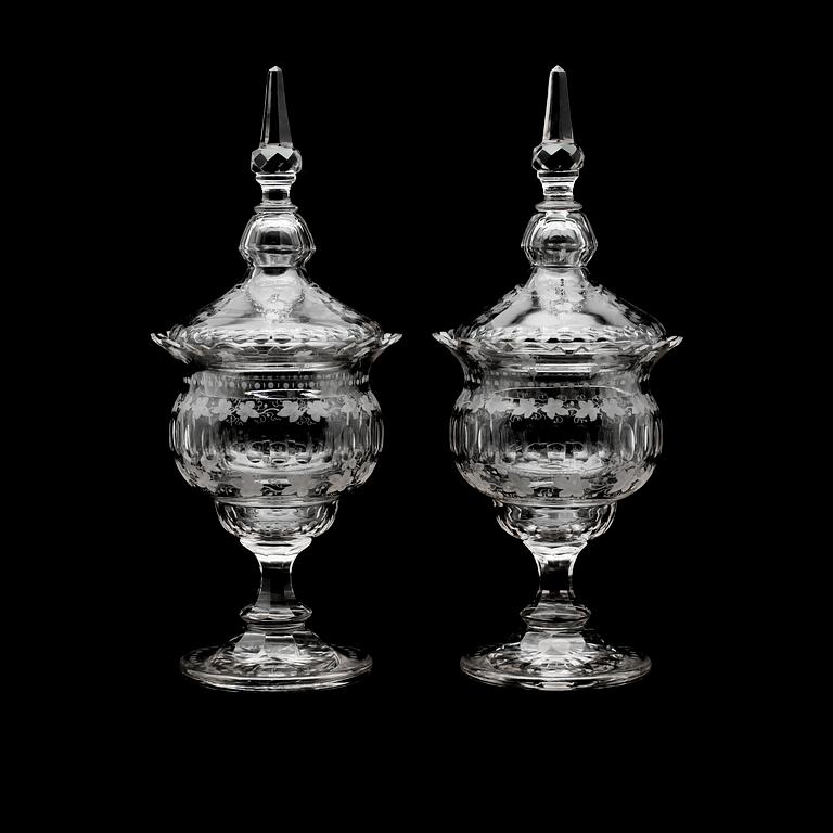 LOCKURNOR, 1 par, glas, 1800-talets andra hälft.