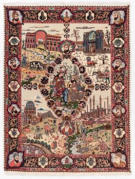 Matta, Täbriz, sk, Fyra årstider, ca 196 x 151 cm.