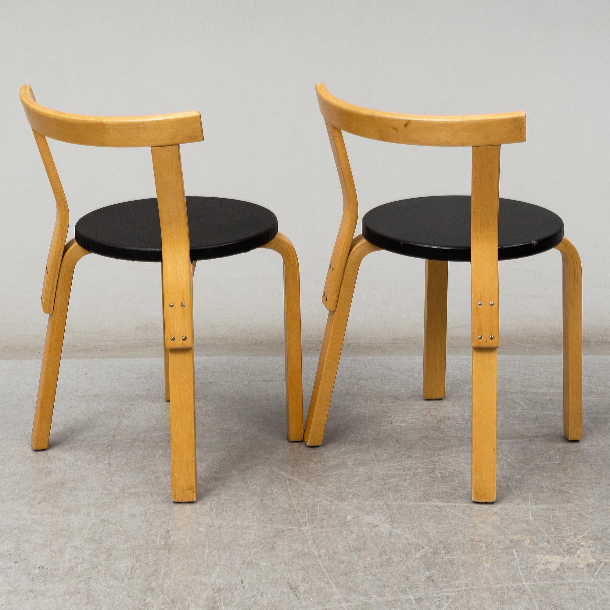 ALVAR AALTO, stolar, 5 st, modell 68, Artek, 1900-talets slut.