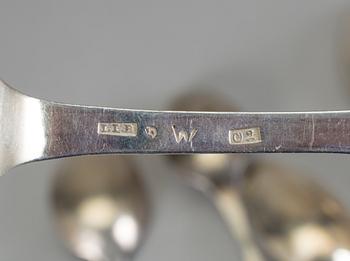 SKEDAR, 8st, silver, bla Johan Lindbom, Visby, 1796. Vikt ca 340g.