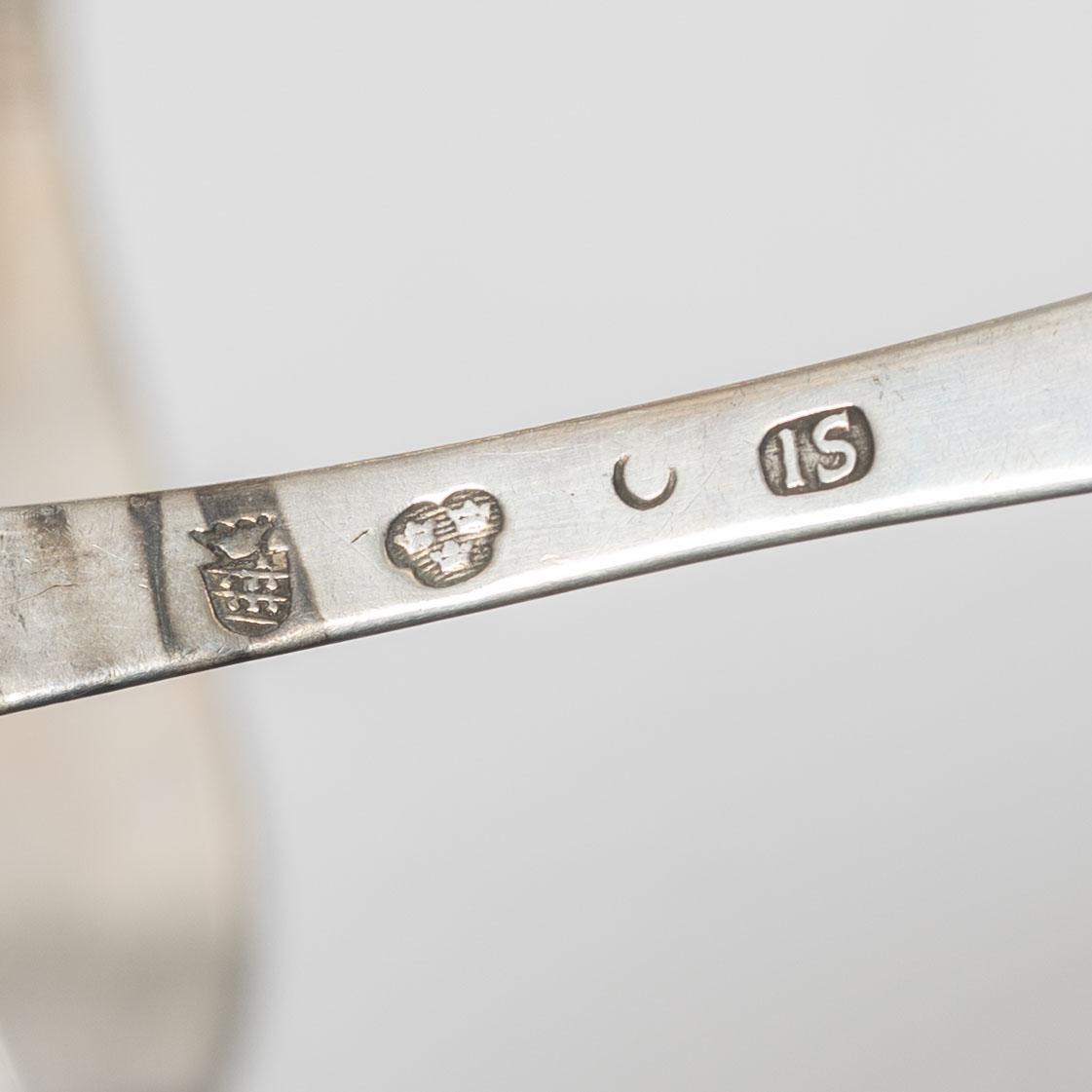 Matskedar, 17 st, silver, mestadels 1800-tal.